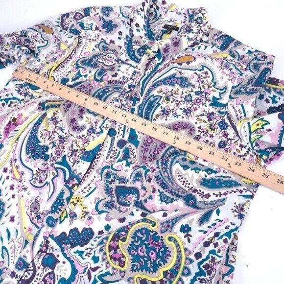 Talbots Paisley Long Sleeve Button Down Shirt Plus Size 2X Roll Tab - Picture 4 of 8